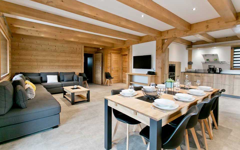 grande pièce à vivre salon salle à manger et cuisne américaine